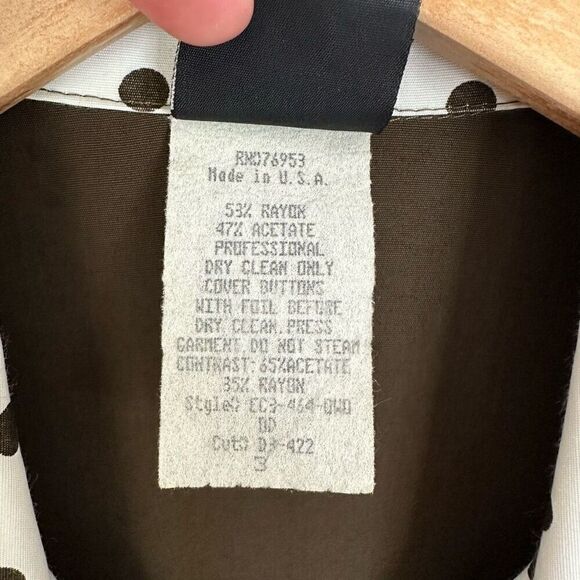 Knapp Studio Vintage Mod 1970s Women’s Olive Double Breasted Polka Dot Contrasti - Picture 4 of 12